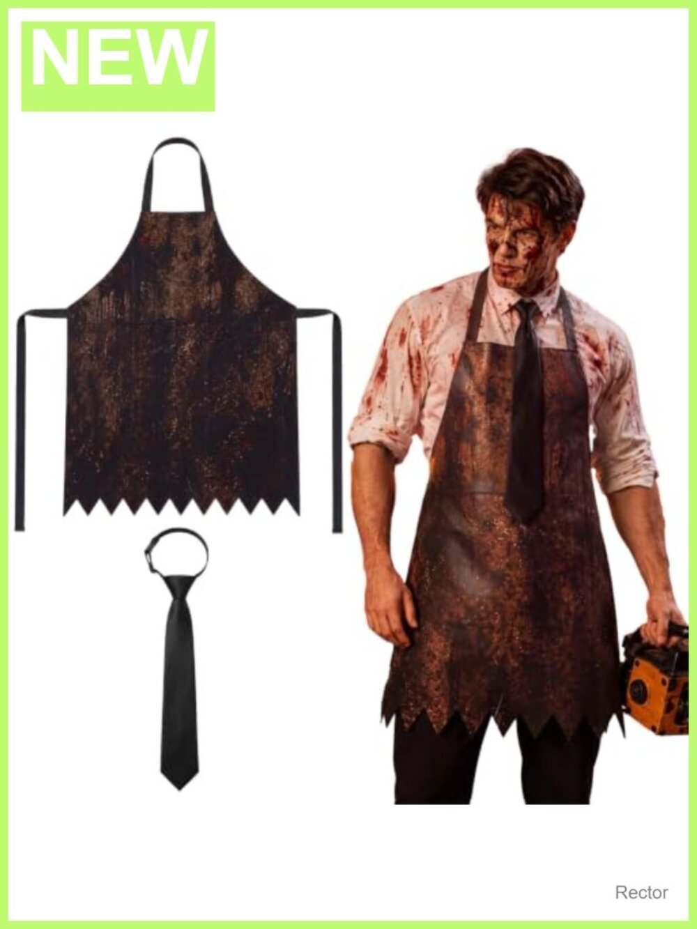 PVC Leather Look Bloody Butcher Apron with Tie Set
